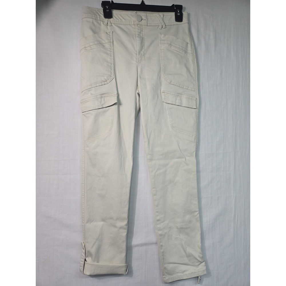 Democracy "Ab" solution Women's 8 Chino Beige Straight Leg Roll Tab Cargo Pants